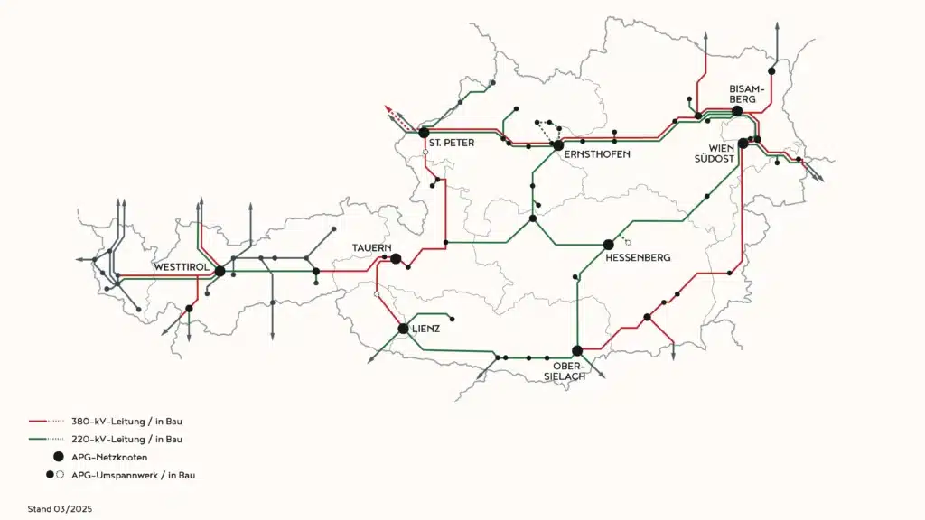 Stromimporte aus Tschechien APG Netzkarte